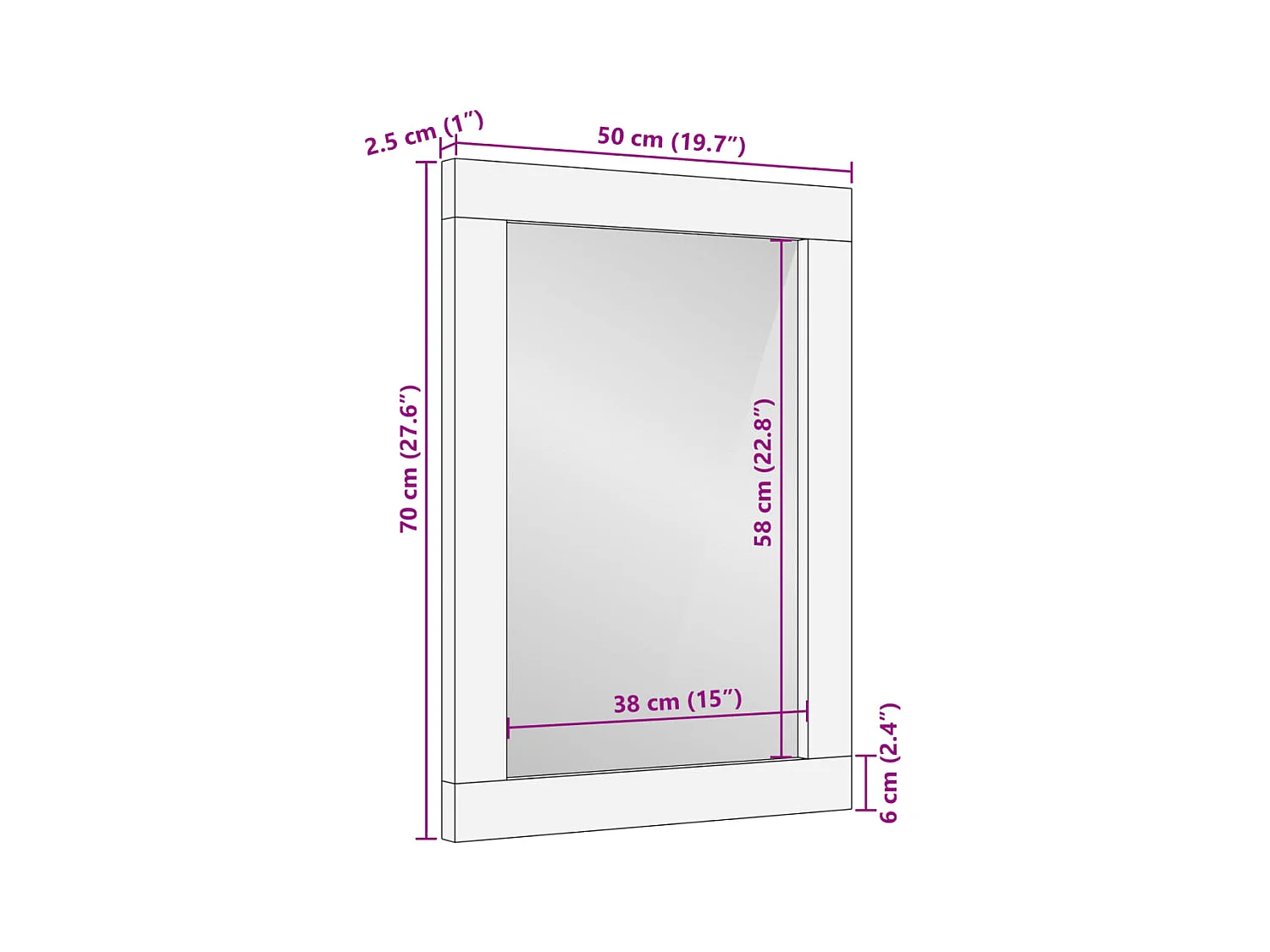 Miroir de bain noir 50x70x2,5 cm bois d'ingénierie et laiton