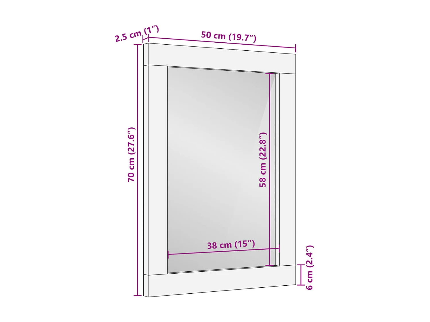Specchio da Bagno Nero 50x70x2,5 cm Legno Multistrato e Ottone
