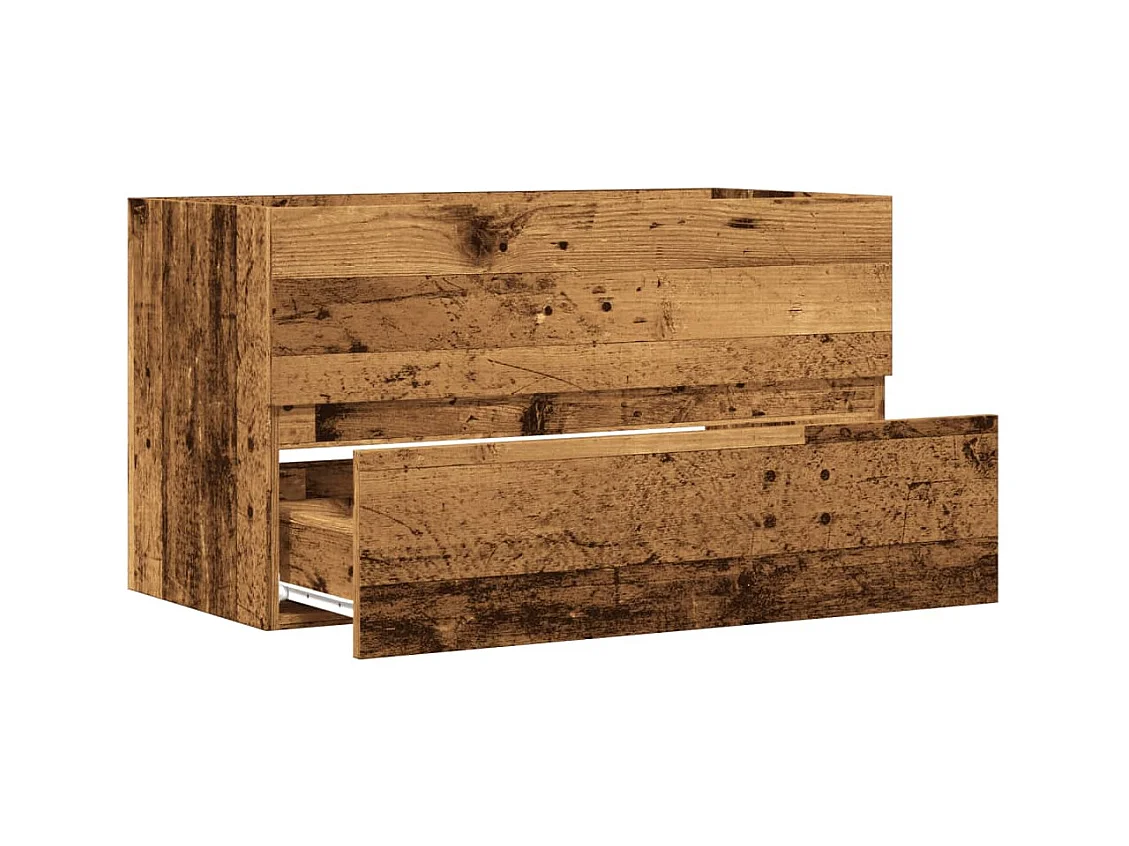 Wastafelkast 90x38,5x45 cm bewerkt hout oud houtkleurig