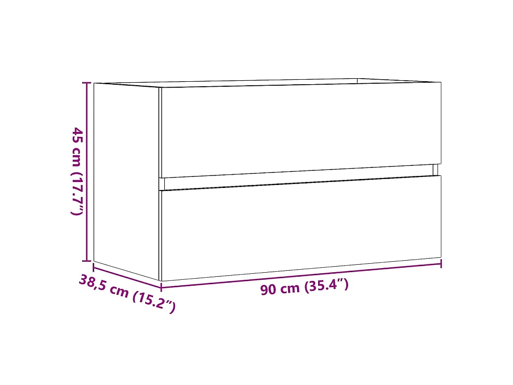 Mueble de lavabo madera ingeniería envejecida 90x38,5x45 cm