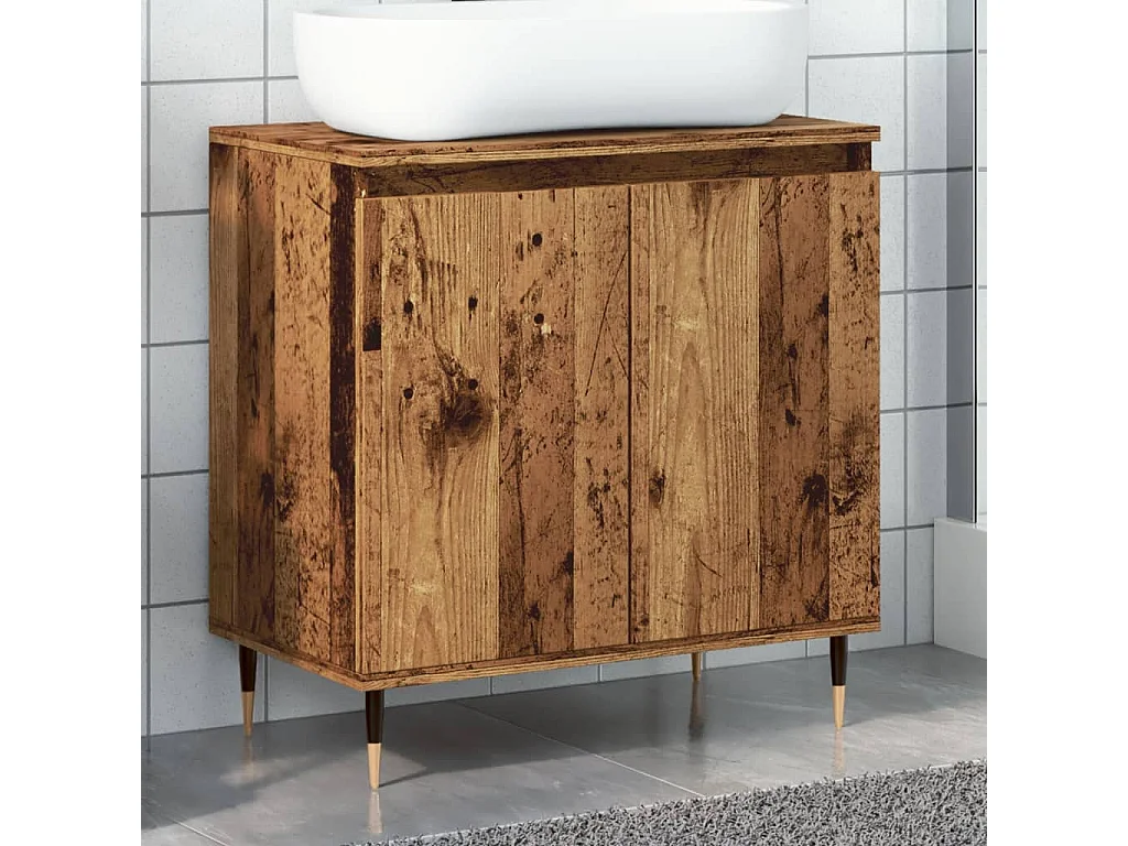 Armario de baño madera de ingeniería envejecida 58x33x60 cm
