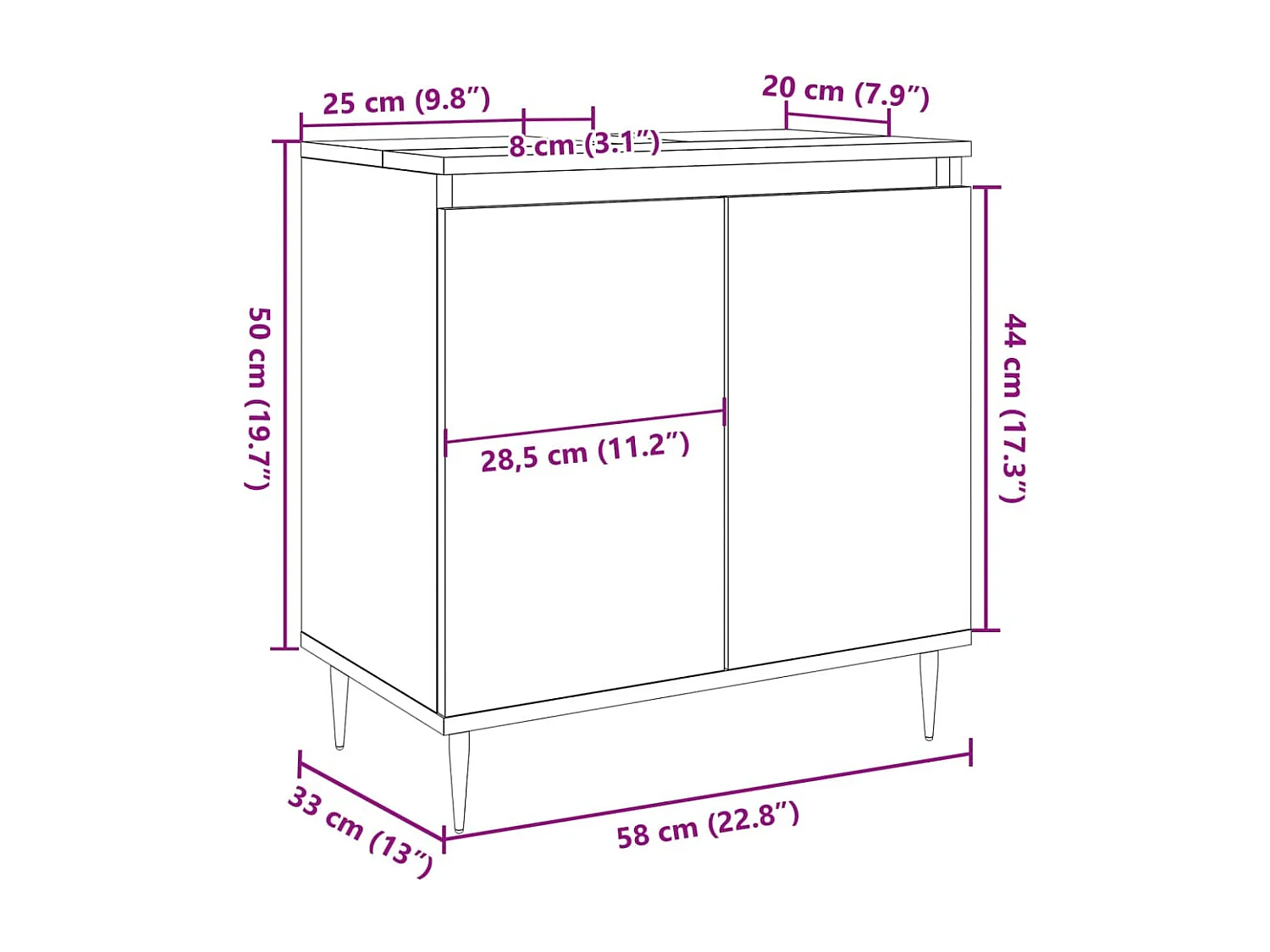 Armario de baño madera de ingeniería envejecida 58x33x60 cm