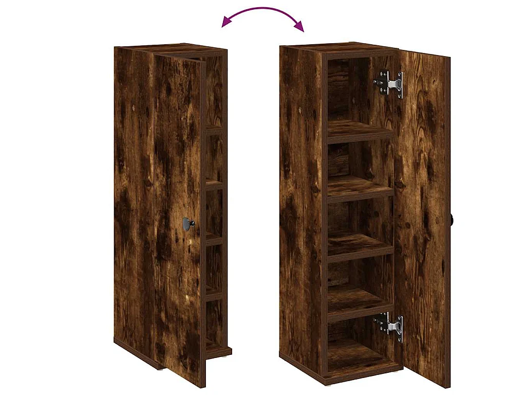 Mobile da Bagno con Portarotolo Rovere Fumo 20,5x22x72 cm