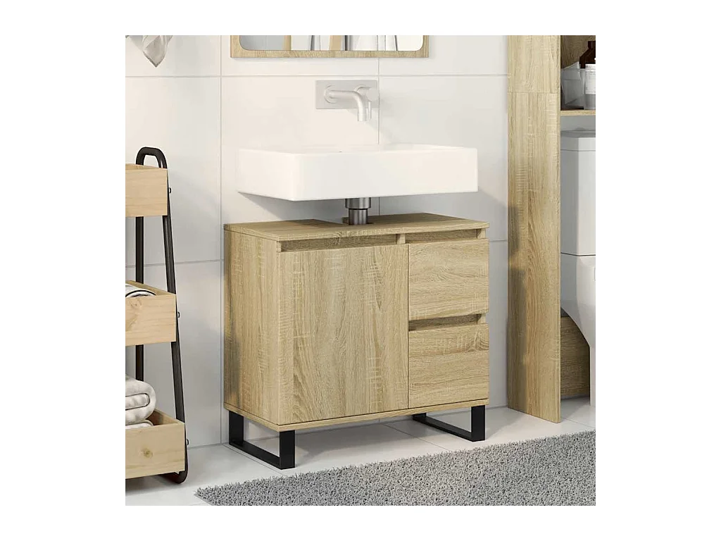 Armoire salle de bain chêne sonoma 65x33x60 cm