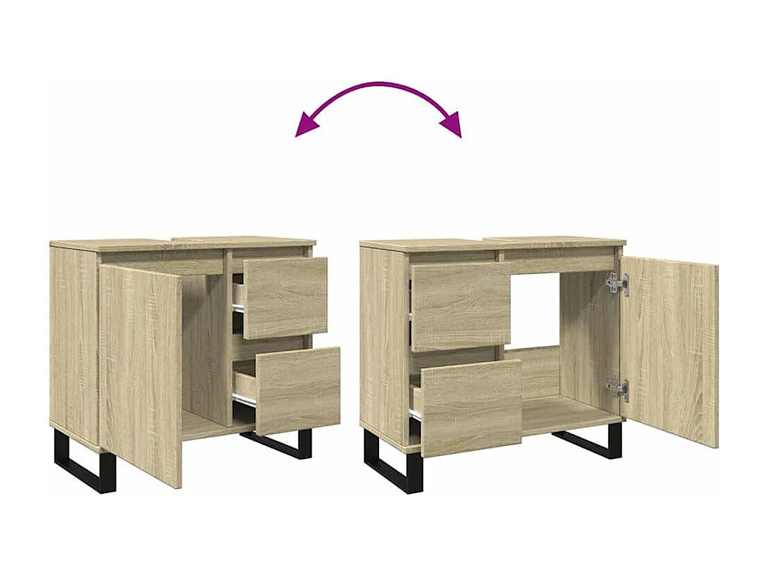 Armoire salle de bain chêne sonoma 65x33x60 cm