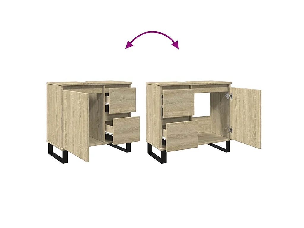 Armoire salle de bain chêne sonoma 65x33x60 cm