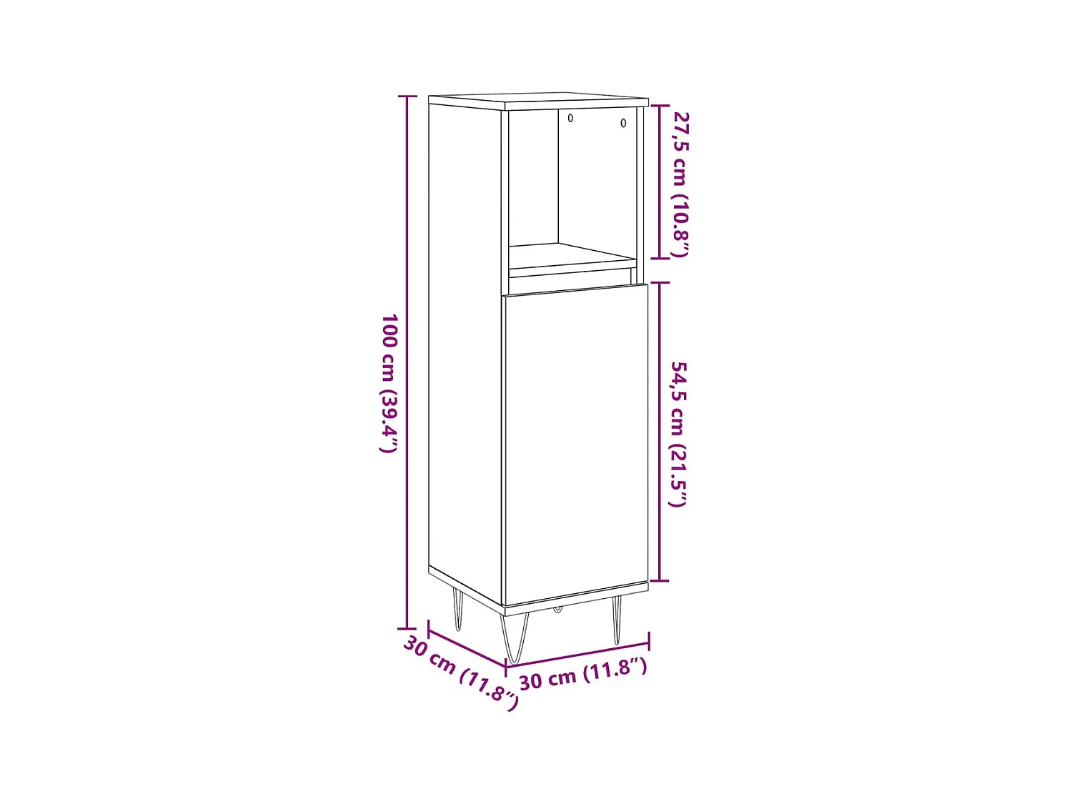 Armoire de salle de bain vieux bois 30x30x100cm bois ingénierie