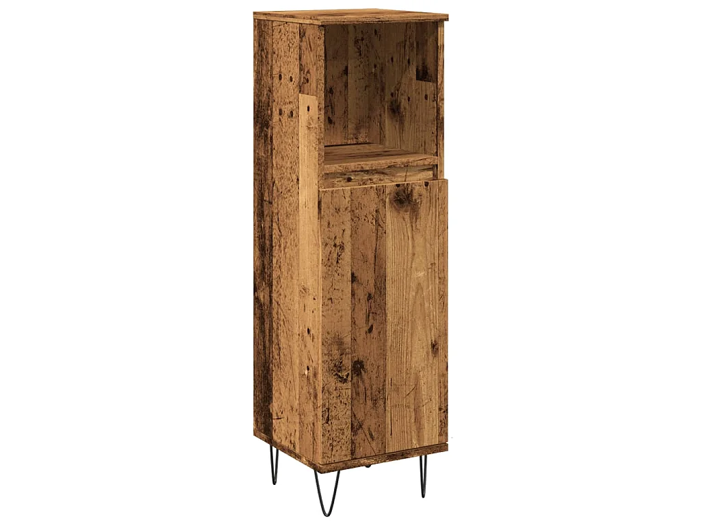 Badkamerkast 30x30x100 cm bewerkt hout oud houtkleurig
