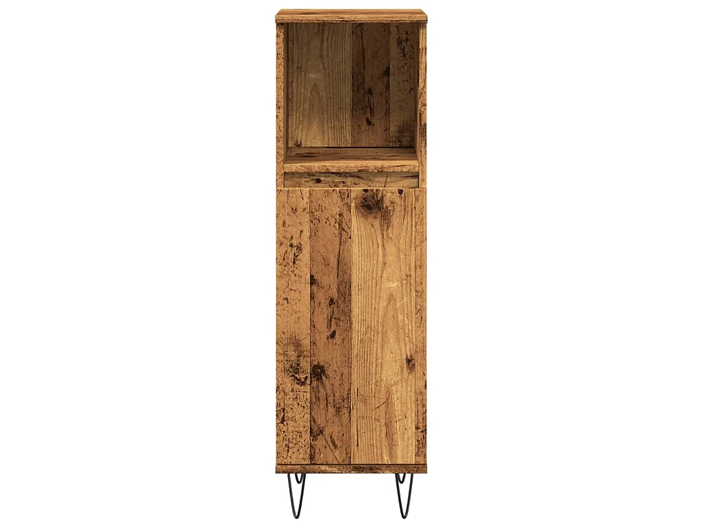 Badkamerkast 30x30x100 cm bewerkt hout oud houtkleurig