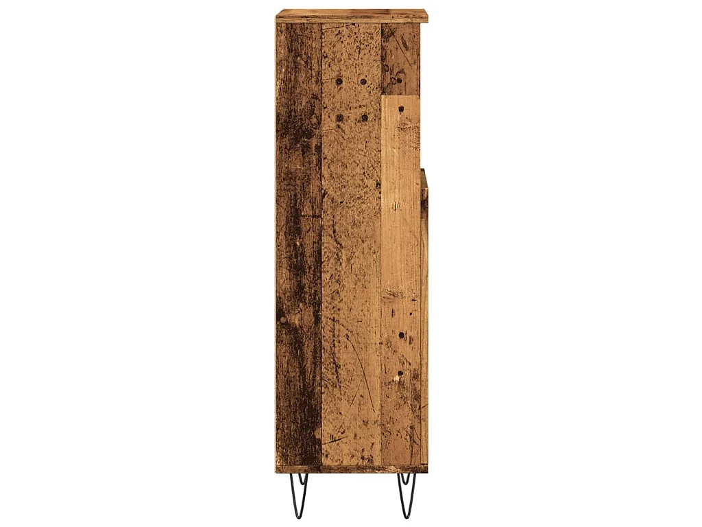 Badkamerkast 30x30x100 cm bewerkt hout oud houtkleurig
