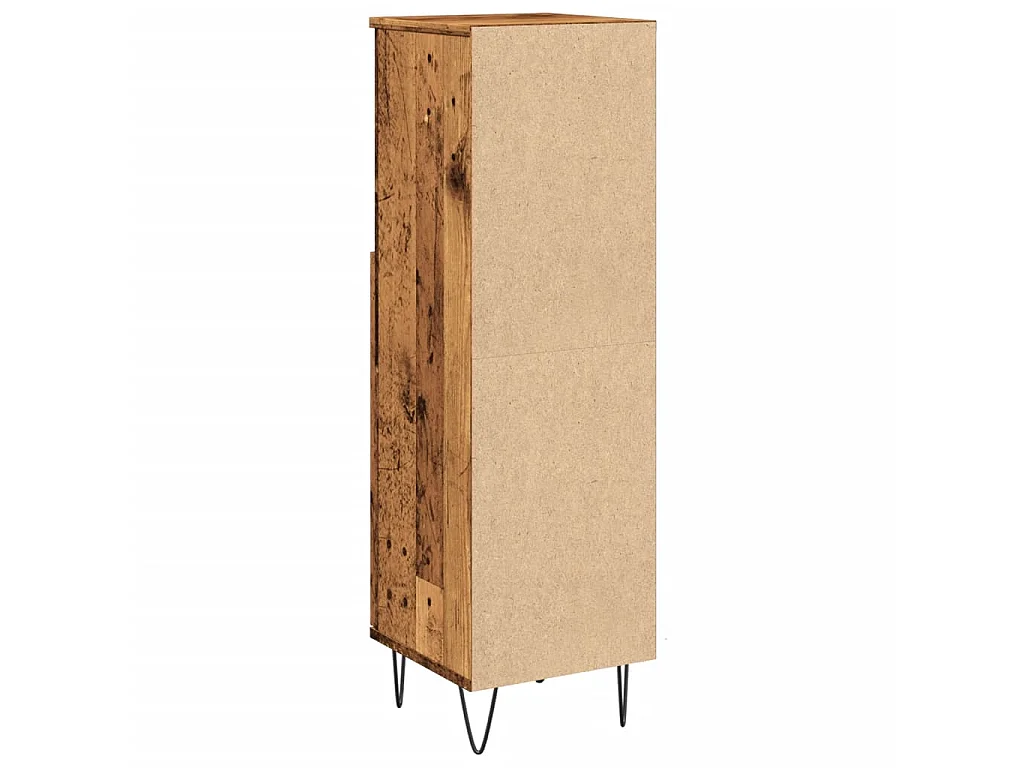 Badkamerkast 30x30x100 cm bewerkt hout oud houtkleurig