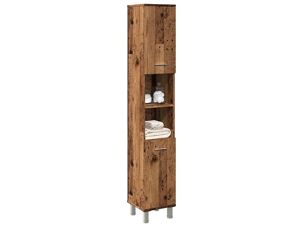 Armoire de salle de bain vieux bois 30x30x179cm bois ingénierie