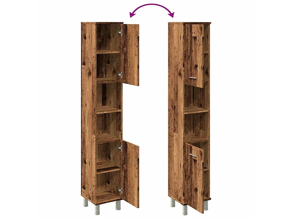 Armoire de salle de bain vieux bois 30x30x179cm bois ingénierie