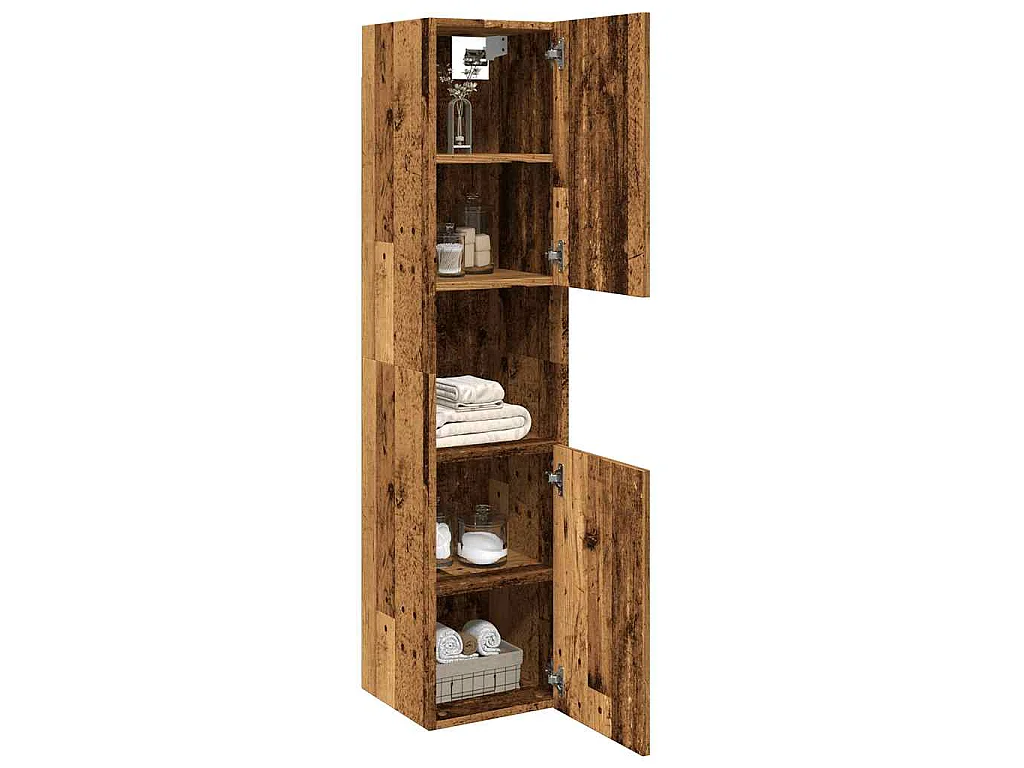Mobile Pensile da Bagno Legno Antico 30x30x130 cm in Truciolato