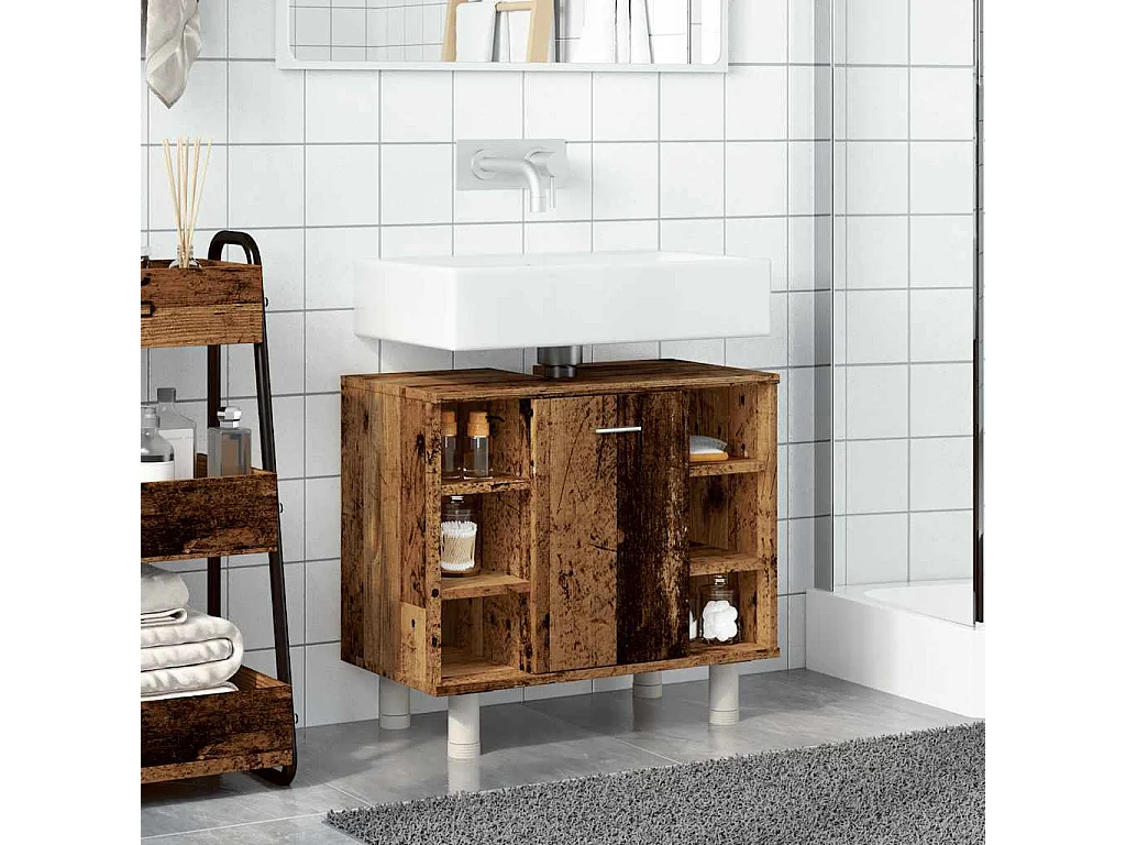 Armoire de salle de bain vieux bois 60x32x53,5 cm