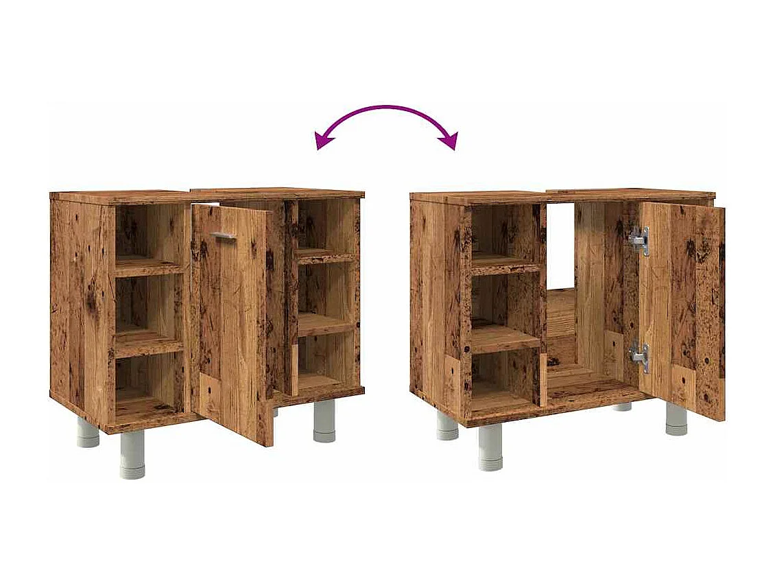 Armoire de salle de bain vieux bois 60x32x53,5 cm