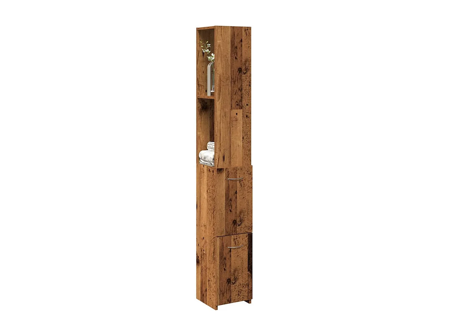 Armoire de salle de bain vieux bois 25x25x170cm bois ingénierie