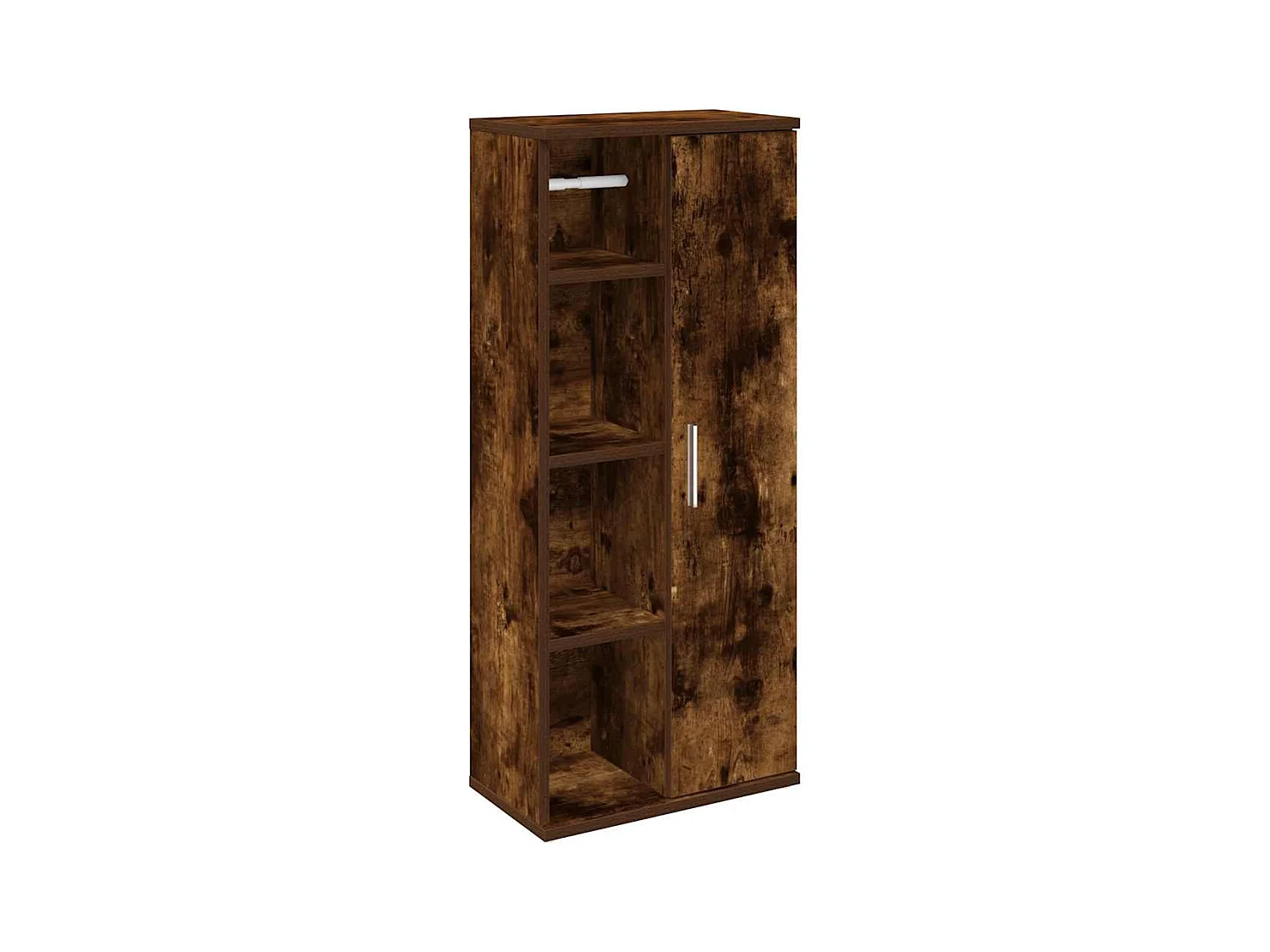 Meuble de salle de bain avec porte-rouleau chêne fumé