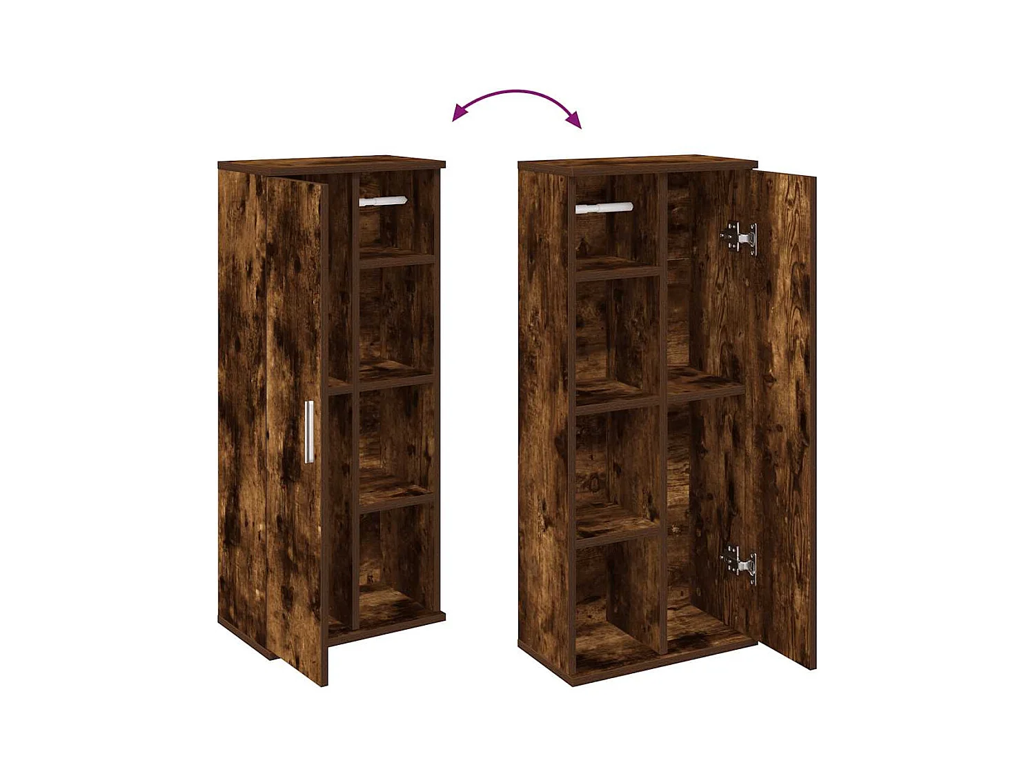 Meuble de salle de bain avec porte-rouleau chêne fumé