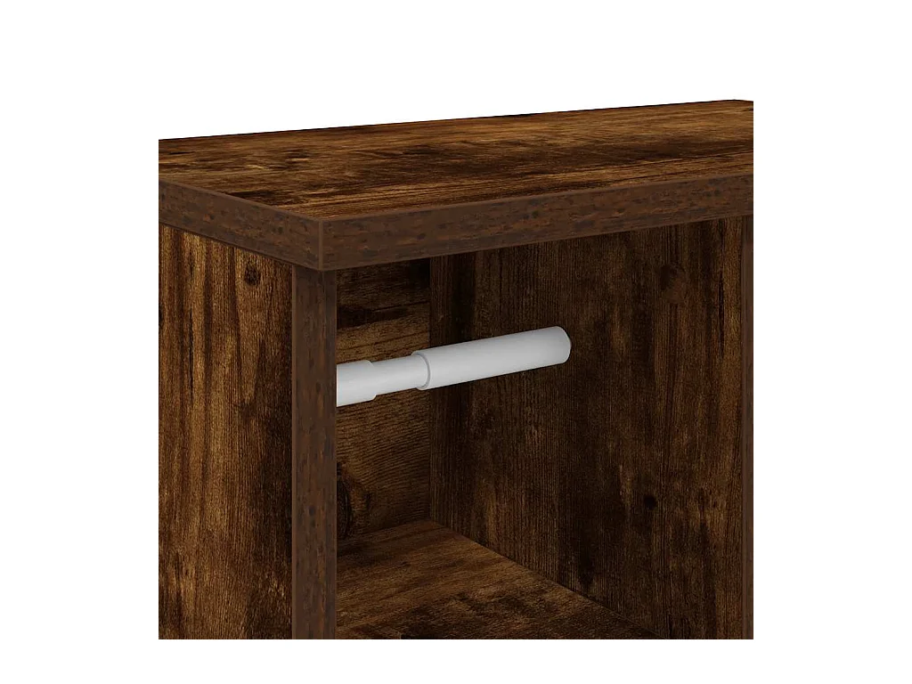 Meuble de salle de bain avec porte-rouleau chêne fumé