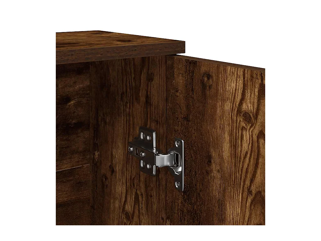 Meuble de salle de bain avec porte-rouleau chêne fumé