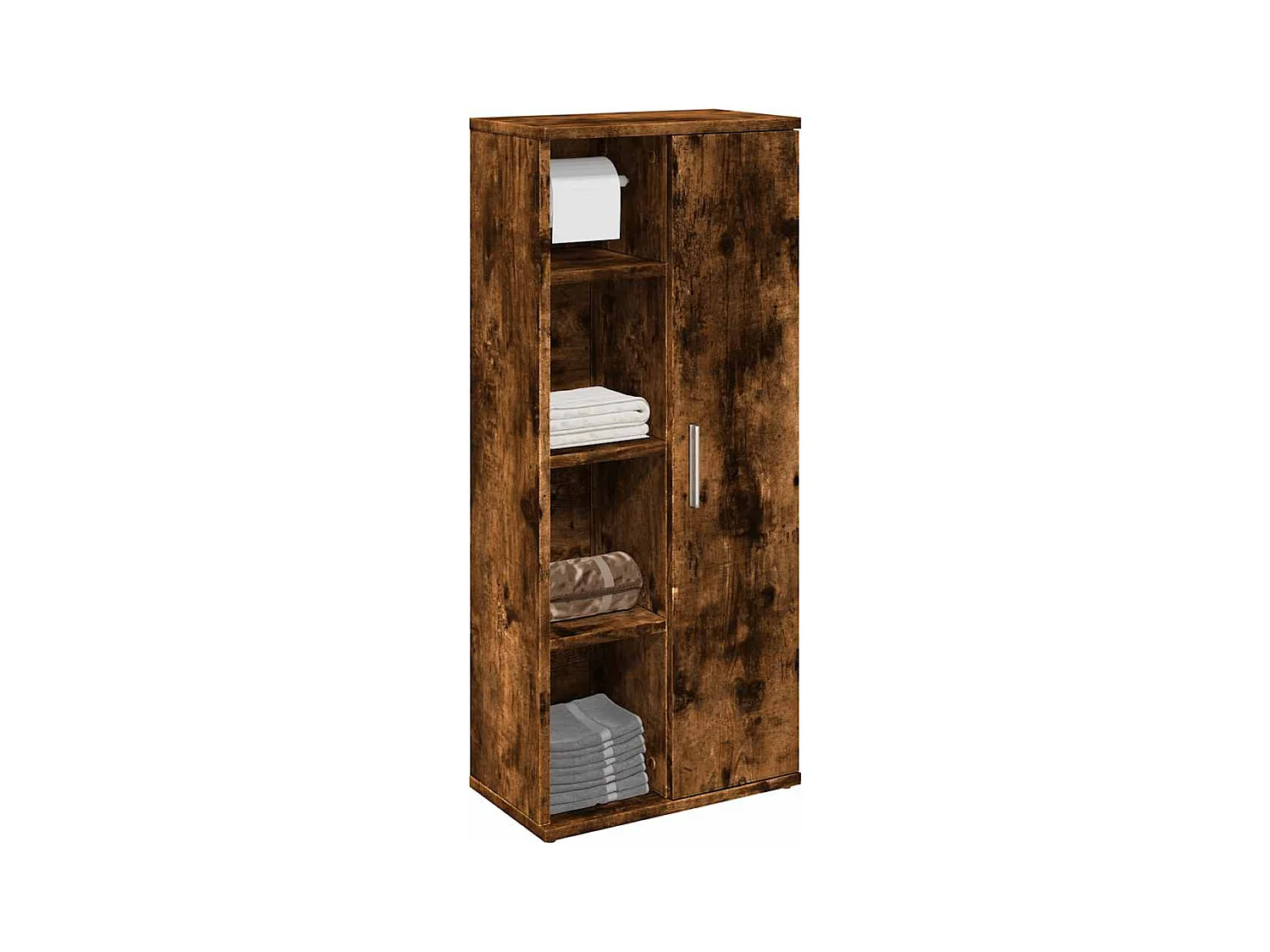 Mueble de baño con portarrollos roble ahumado 39x22x90 cm