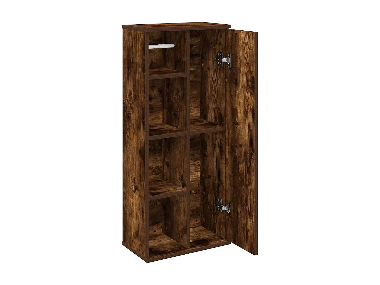 Meuble de salle de bain avec porte-rouleau chêne fumé