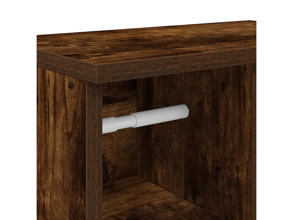 Meuble de salle de bain avec porte-rouleau chêne fumé