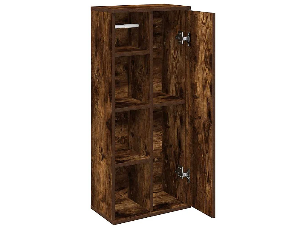 Meuble de salle de bain avec porte-rouleau chêne fumé