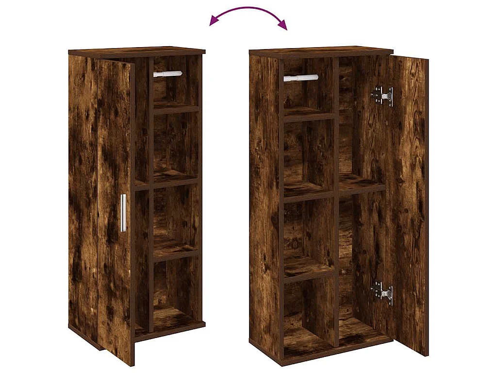 Meuble de salle de bain avec porte-rouleau chêne fumé