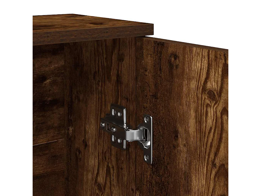 Meuble de salle de bain avec porte-rouleau chêne fumé