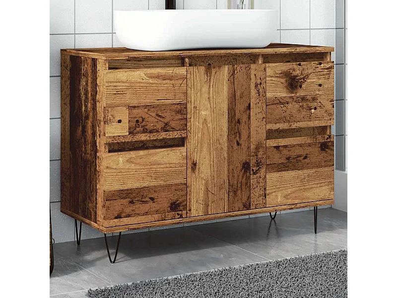 Armoire de salle de bain vieux bois 80x33x60 cm bois ingénierie
