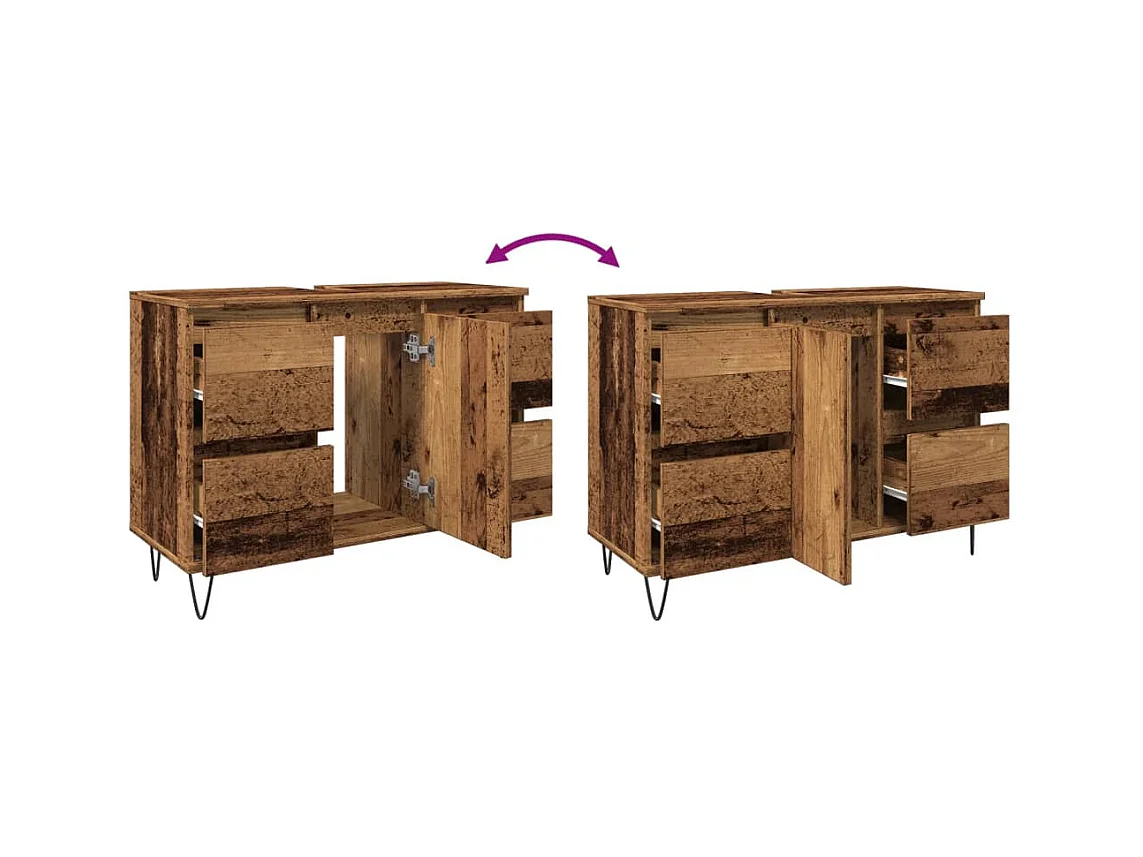 Armoire de salle de bain vieux bois 80x33x60 cm bois ingénierie