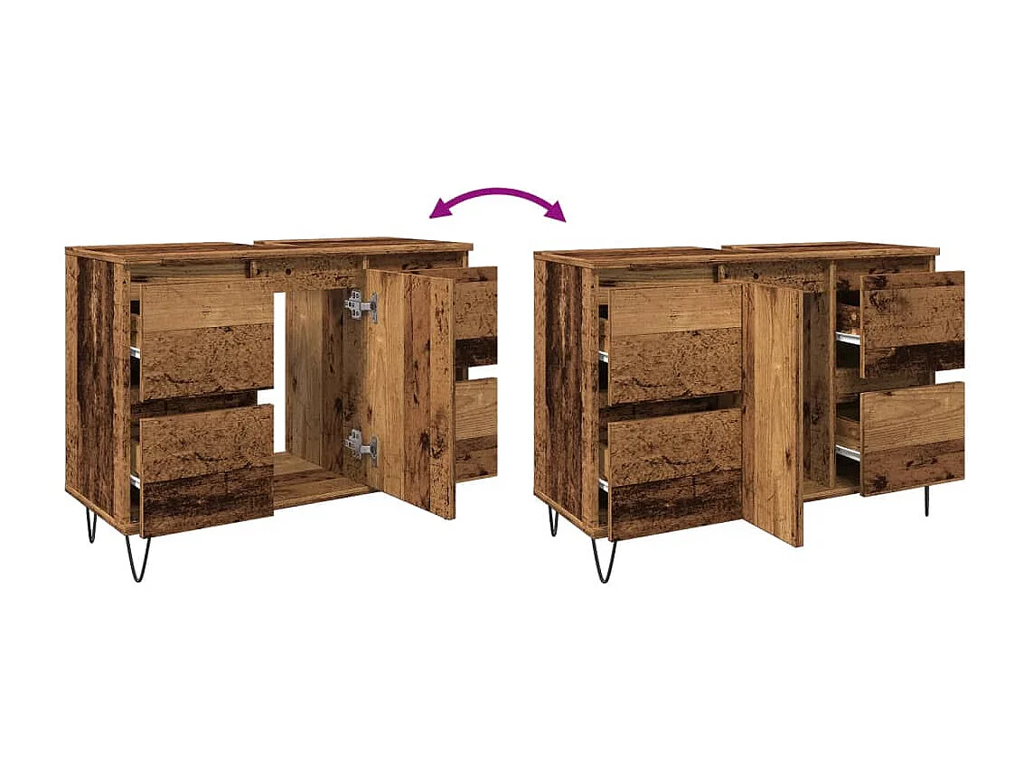 Armário casa banho 80x33x60 cm derivados madeira madeira velha