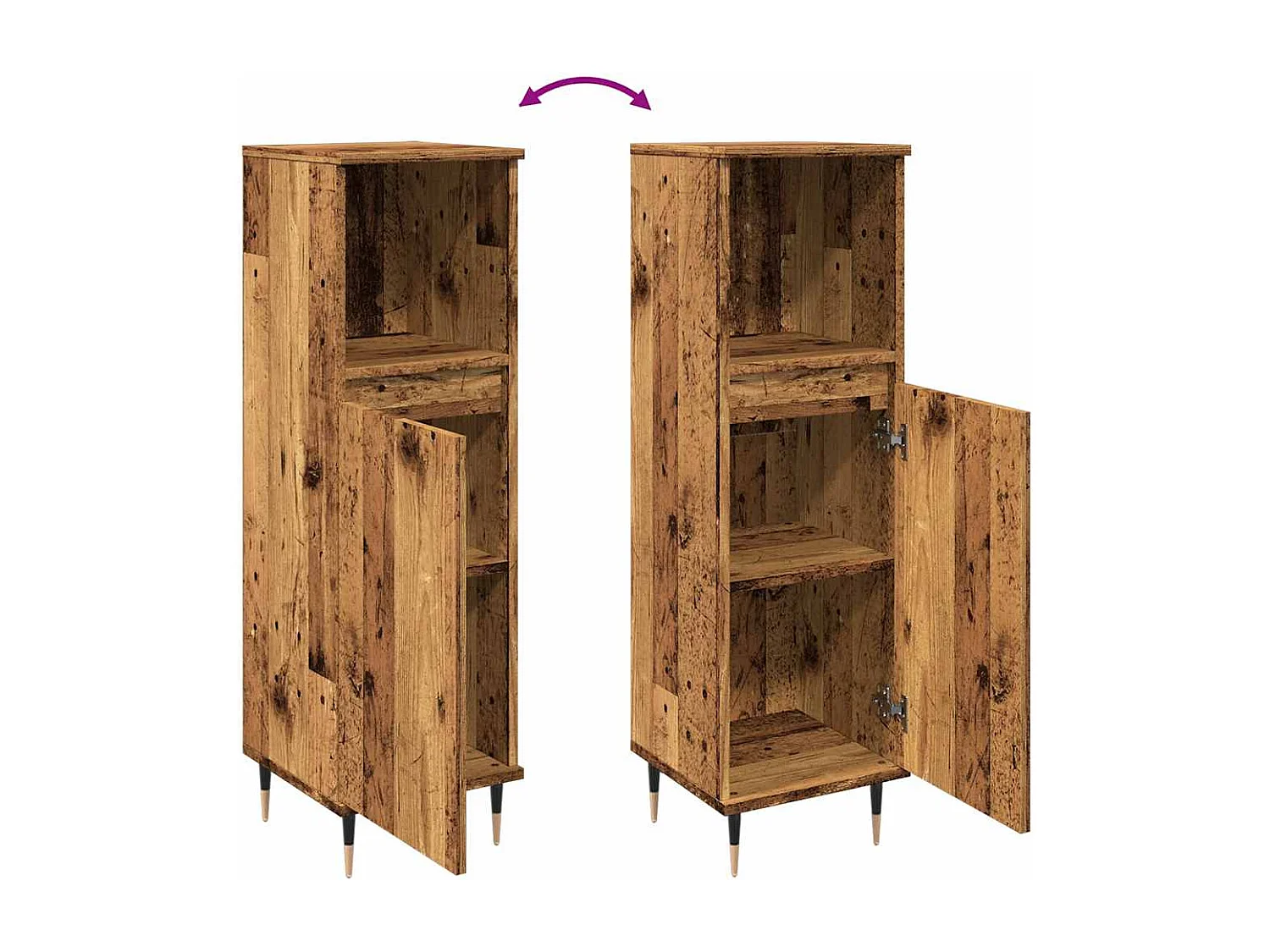 Armoire de salle de bain vieux bois 30x30x100cm bois ingénierie