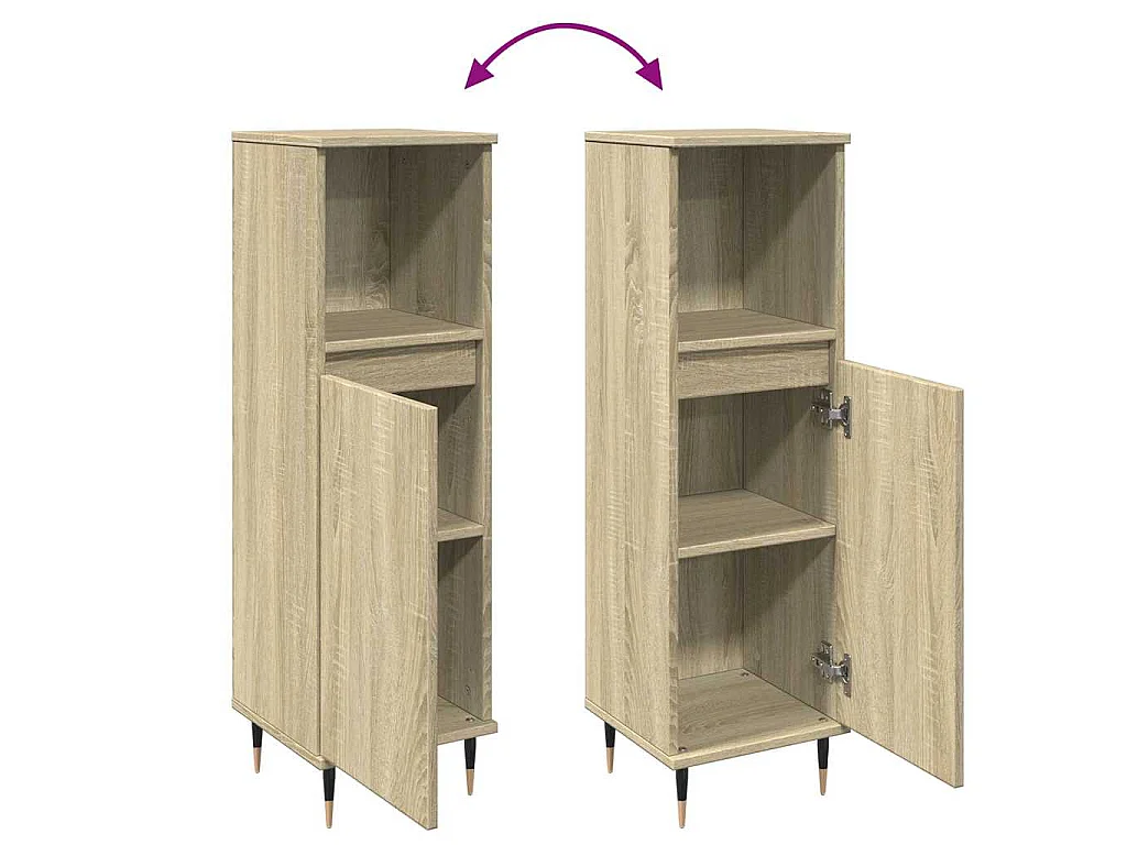 Armadietto da Bagno Rovere Sonoma 30x30x100cm Legno Multistrato
