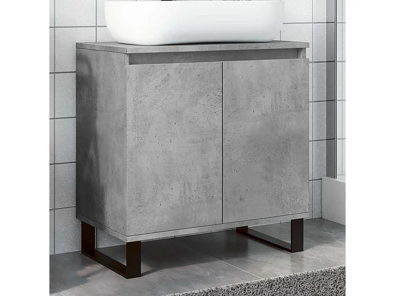 Badkamerkast 58x33x60 cm bewerkt hout betongrijs