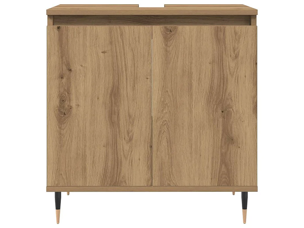 Badkamerkast 58x33x60 cm bewerkt hout artisanaal eikenkleurig