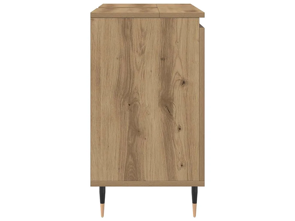 Badkamerkast 58x33x60 cm bewerkt hout artisanaal eikenkleurig