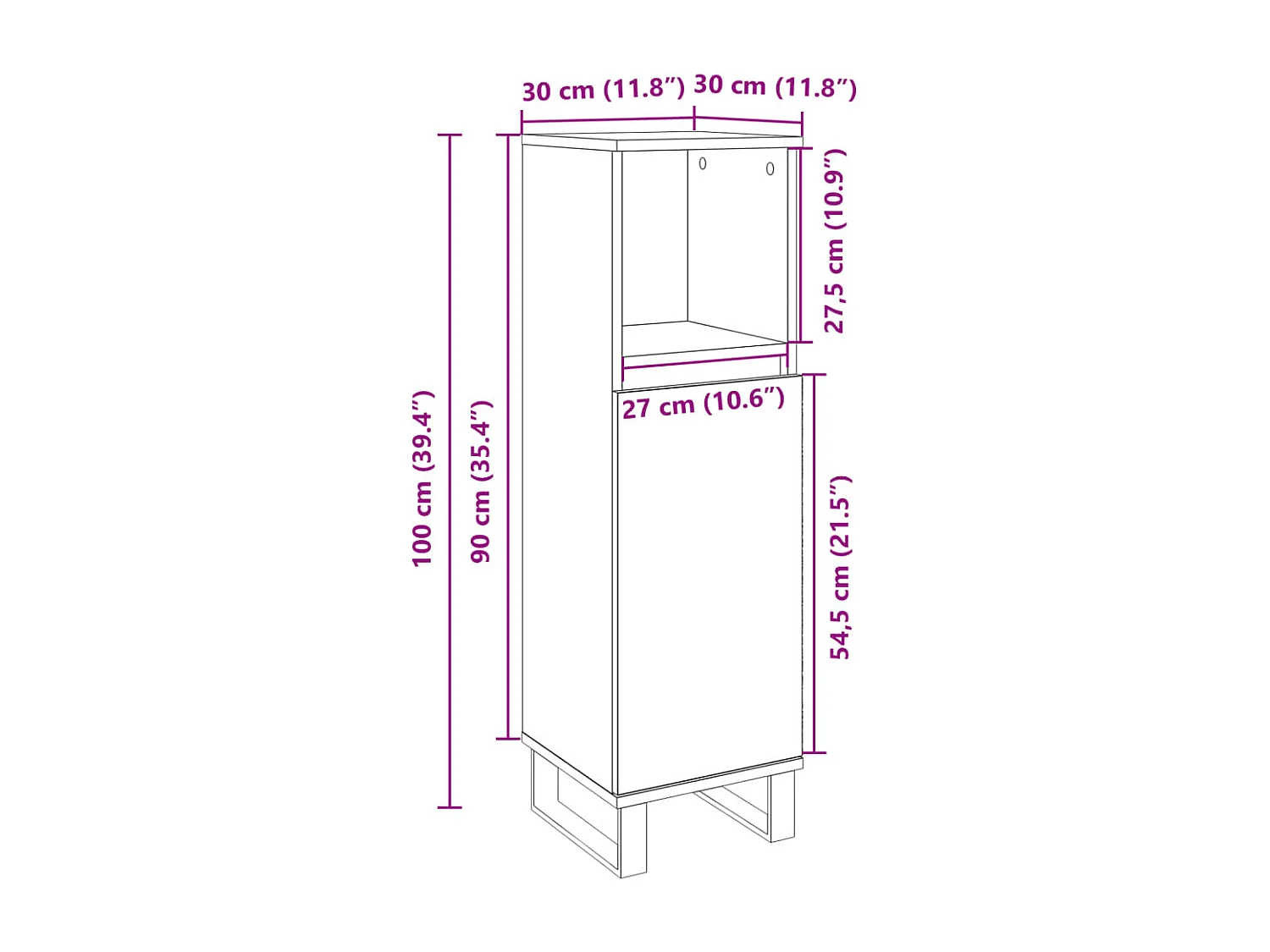 Armoire salle de bain chêne sonoma 30x30x100 cm
