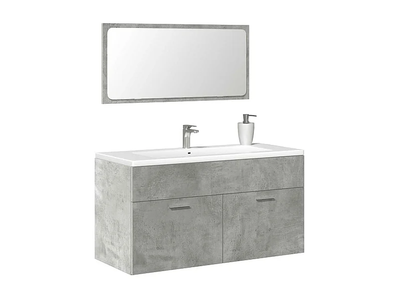 Mobile da Bagno con Specchio Grigio Cemento Legno Multistrato