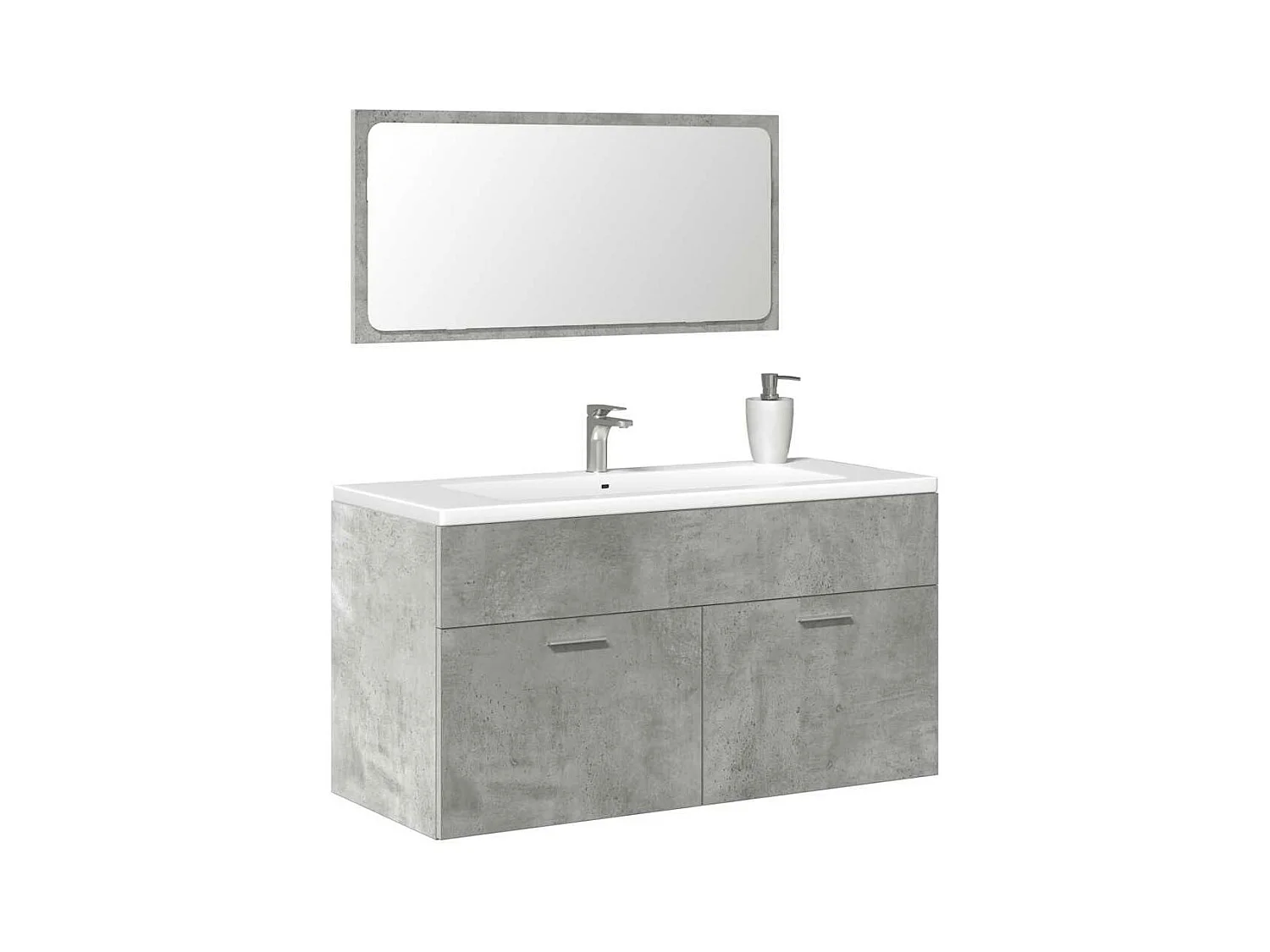 Armoire de bain avec miroir gris béton bois d'ingénierie