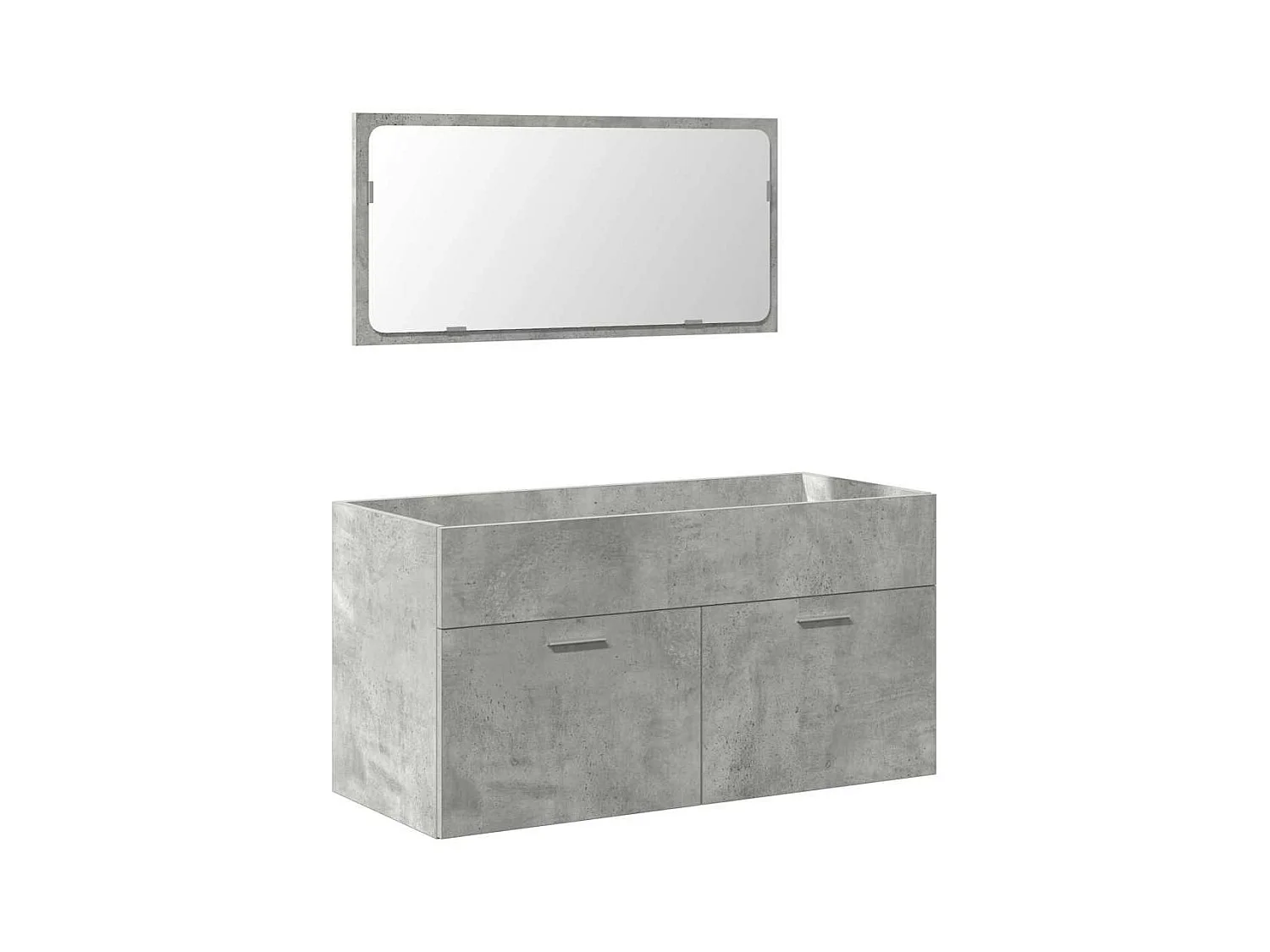 Armoire de bain avec miroir gris béton bois d'ingénierie