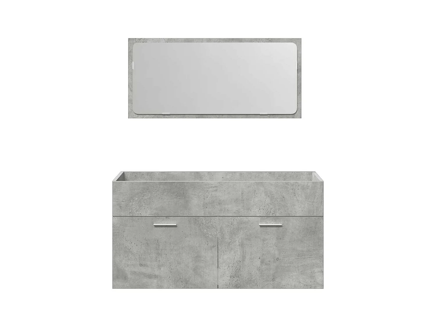 Armoire de bain avec miroir gris béton bois d'ingénierie