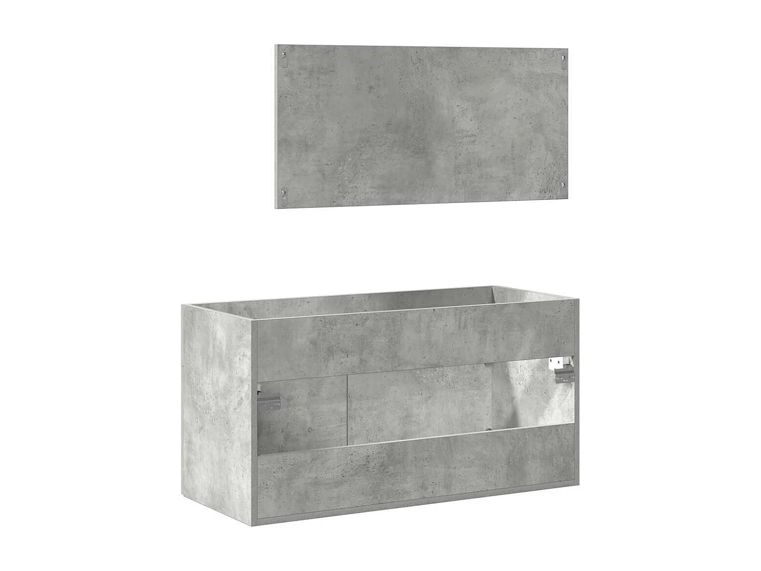 Armoire de bain avec miroir gris béton bois d'ingénierie