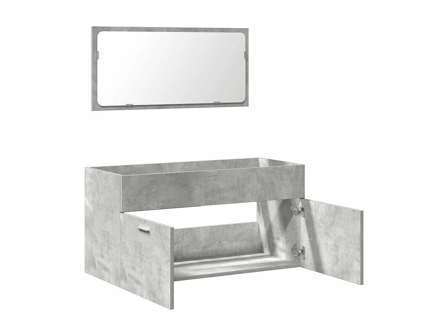 Armoire de bain avec miroir gris béton bois d'ingénierie