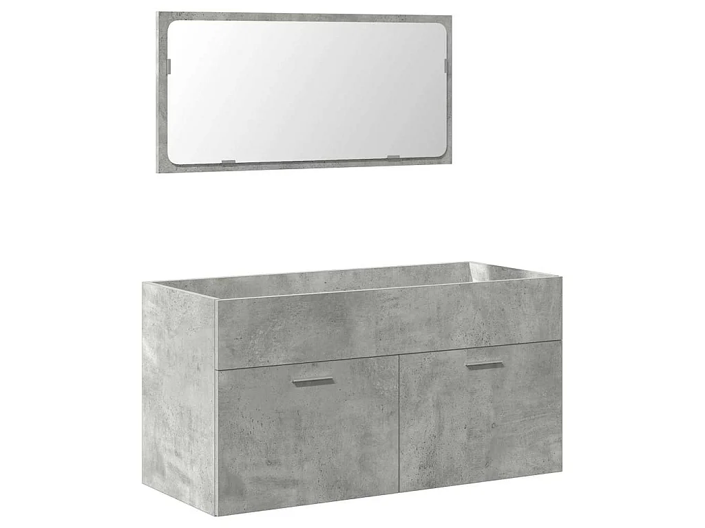 Mobile da Bagno con Specchio Grigio Cemento Legno Multistrato