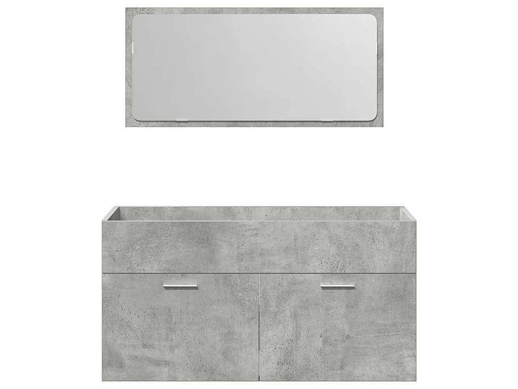 Mobile da Bagno con Specchio Grigio Cemento Legno Multistrato