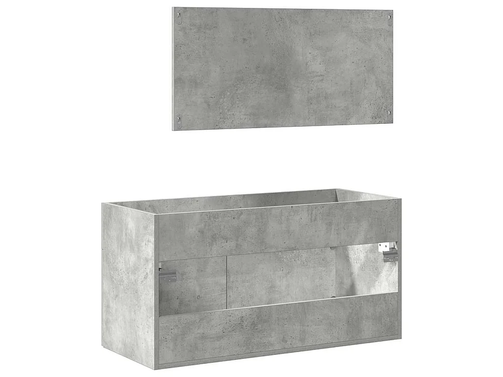Mobile da Bagno con Specchio Grigio Cemento Legno Multistrato