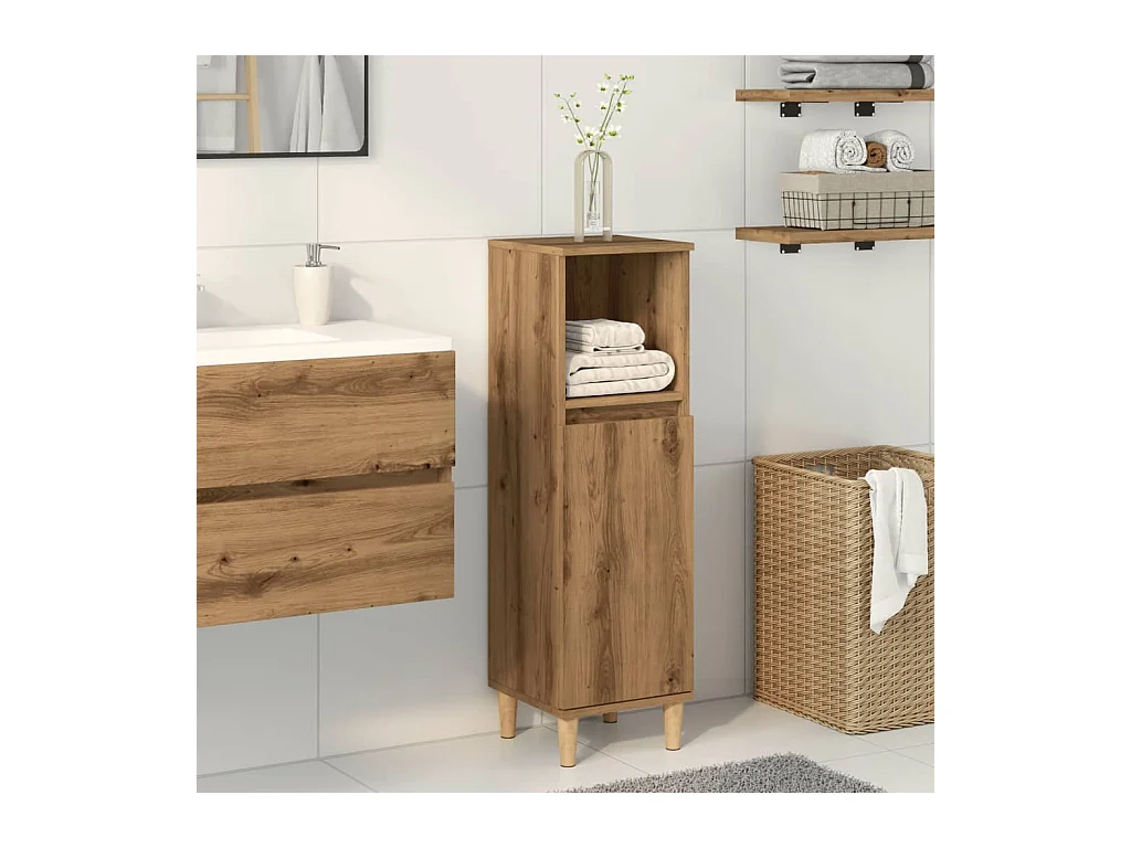 Armoire de salle de bain chêne artisanal 30x30x100 cm